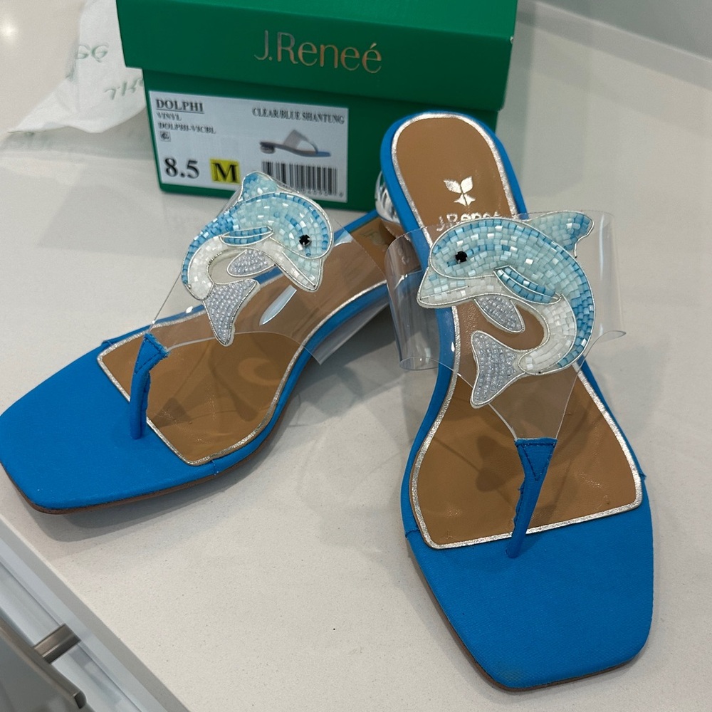 J.Renee Blue Dolphin Embellished Sandals